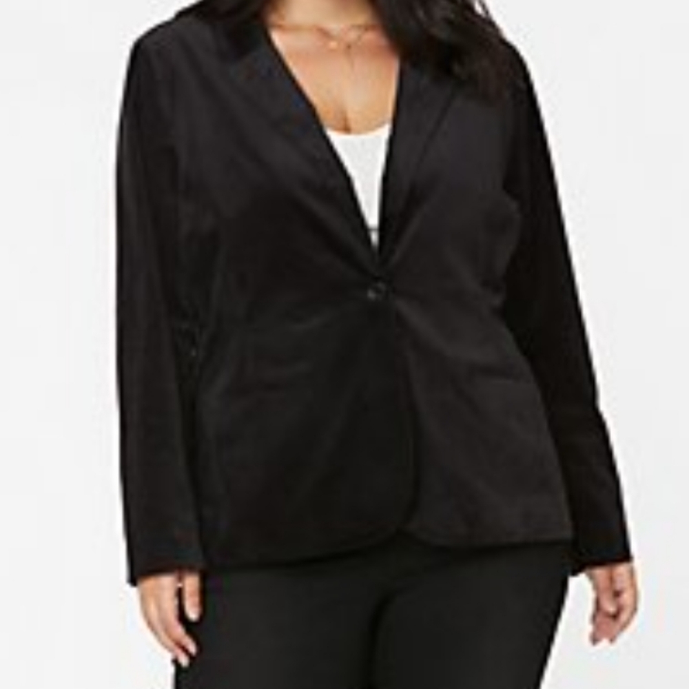 Womens NYDJ velvet one button blazer.